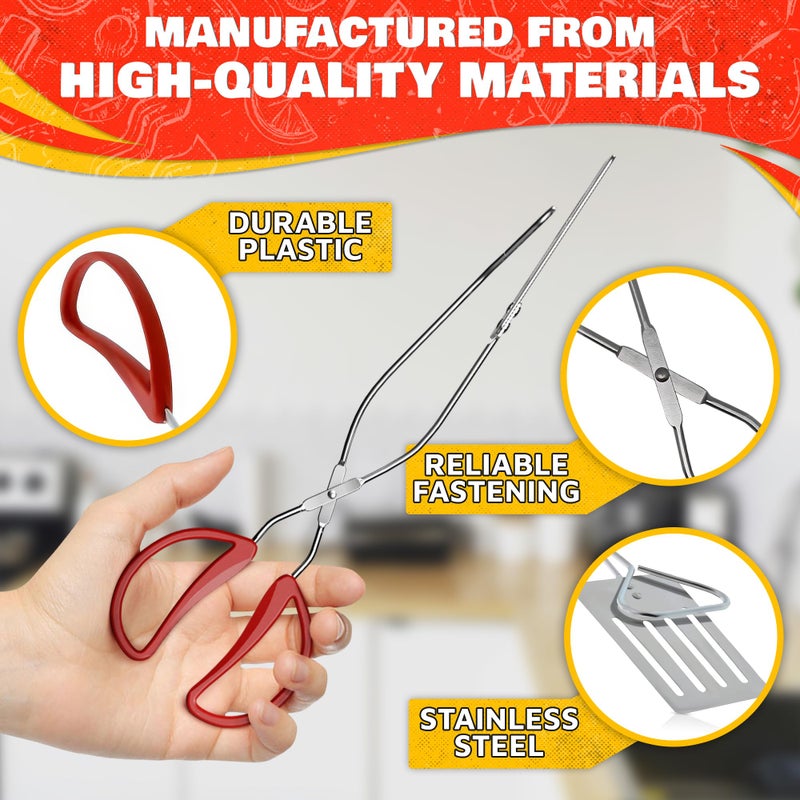 Cooking Concepts 14.3" Long Grill Tongs for Outdoor Grill â€“ Ergonomic 2-in-1 BBQ Spatula Tongs for Cooking Meat, Fish and Veggies, Multifunctional Grilling Spatula for Easy Gripping & Flipping â€“ Hamburger Flipper Tool - Image 3